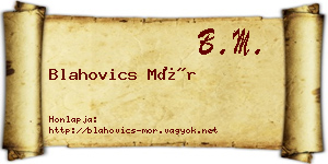 Blahovics Mór névjegykártya